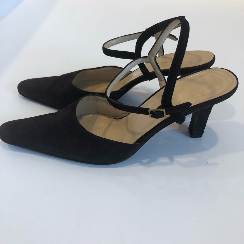 Ralph Lauren Dark Brown Suede Heels 9.5 B